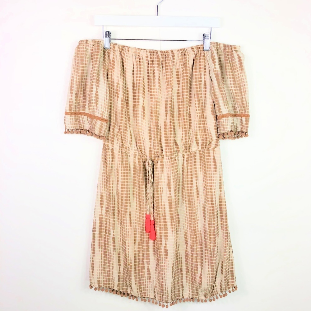 Brown Off The Shoulder Cover Up Dress Beach SZ M